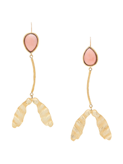 Shop Ulla Johnson Women's Goldtone & Mother-of-pearl Maple Seed Drop Earrings In Coral