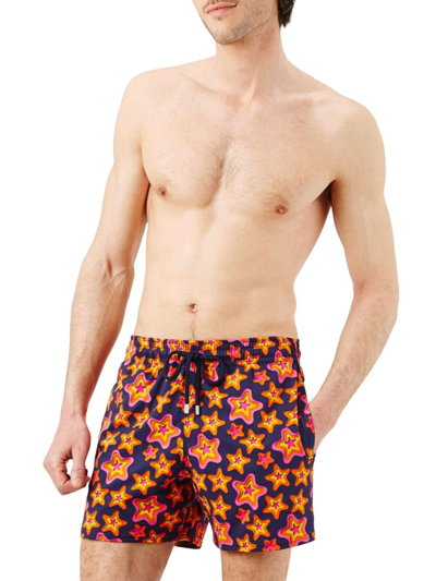 Shop Vilebrequin Men's Stars Gift Stretch Swim Shorts In Bleu Marine