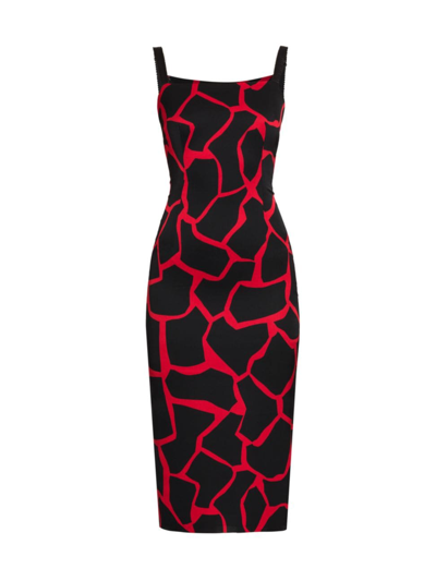 Shop Dolce & Gabbana Women's Giraffe-print Midi-dress In Giraffa Nera Frosso