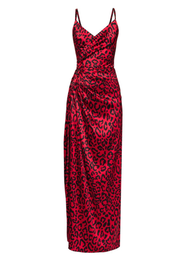 Shop Dolce & Gabbana Women's Gathered Leopard-print Gown In Leo Nero Fdo Rosso
