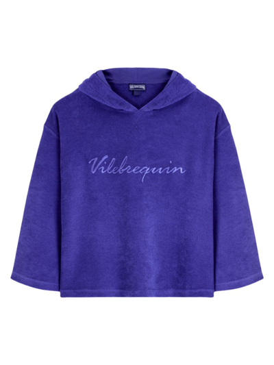 Shop Vilebrequin Women's Terry Logo Coverup Hoodie In Purple Blue