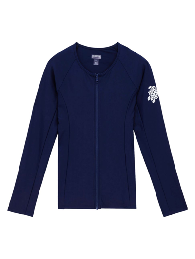 Shop Vilebrequin Women's Zip-front Rashguard Top In Bleu Marine