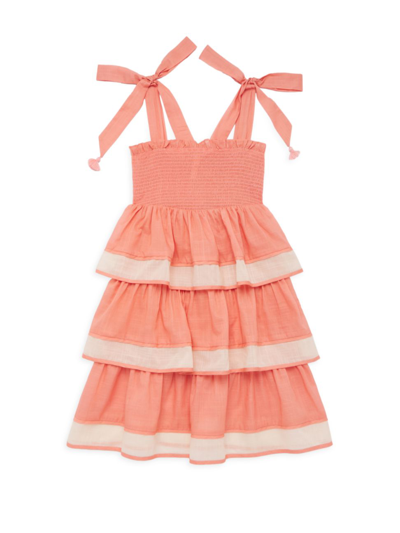 Shop Zimmermann Little Girl's & Girl's Tiggy Shirred Tiered Dress In Peach