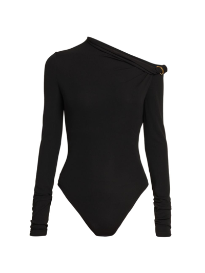 Shop Versace Women's Crushed Velvet Bodysuit In Black