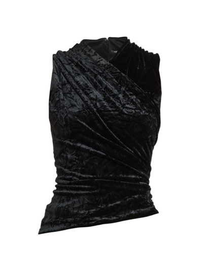 Shop Versace Women's Crushed Velvet Top In Black