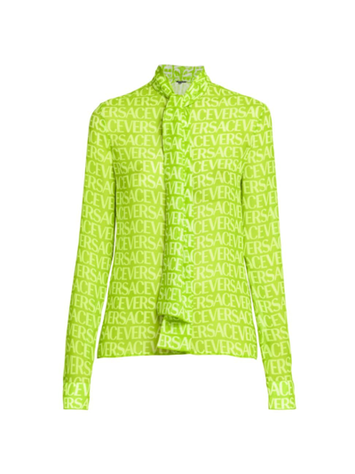 Shop Versace Women's  Allover Blouse In Green White