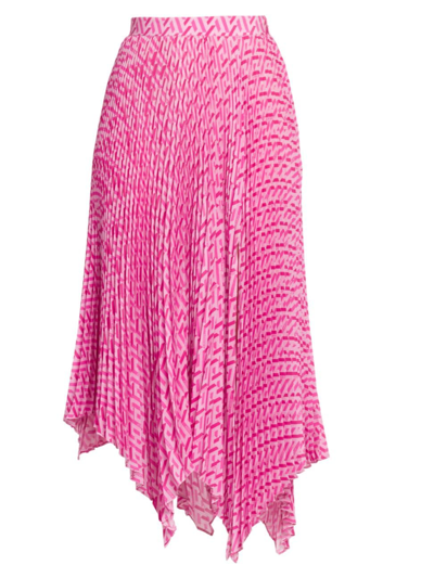 Shop Versace Women's Greca Signature Crepe Skirt In Pink Fuxia