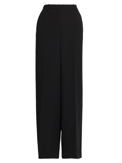 Shop Versace Women's Wide-leg Wool Trousers In Black