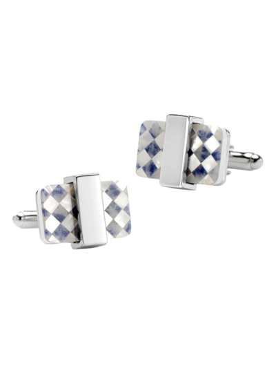 Shop Cufflinks, Inc Men's Ox & Bull Trading Co. Checkered Mother Of Pearl Cufflinks In White