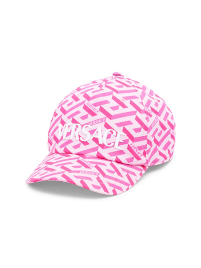 Shop Versace Women's La Greca Signature Baseball Cap In Pink Fuxia