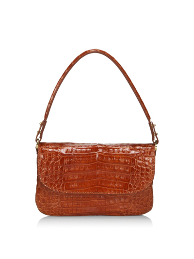 Shop Maria Oliver Women's Luisa Crocodile Shoulder Bag In Cognac Shiny