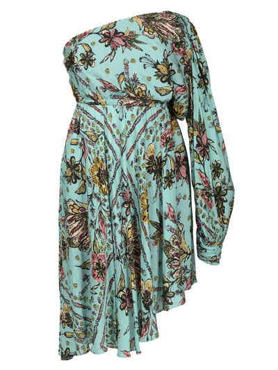 Shop Mayes Nyc Women's Plus Size Olivia Asymmetric Floral Satin Dress In Boho Scarf Print