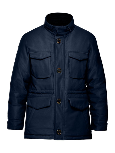 Shop Thermostyles Men's Military Field Coat In Navy