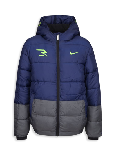 Shop Nike Little Boy's & Boy's  X 3brand By Russell Wilson Sideline Puffer Jacket In Navy Grey
