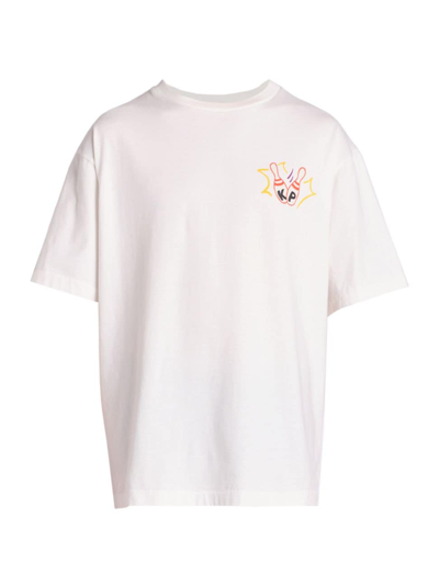Shop Kenzo Men's Bowling Team Logo Cotton Oversized Short-sleeve T-shirt In Off White