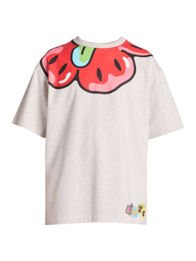 Shop Kenzo Men's Boke Boy Graphic Logo Cotton Oversized T-shirt In Pale Grey