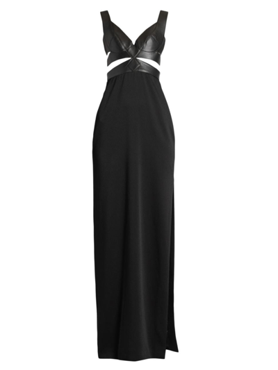 Shop Alaïa Women's Mixed-media Floor-length Dress In Black