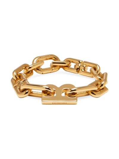 Shop Balenciaga Women's B Chain Thin Bracelet In Shiny Gold