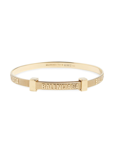 Shop Balenciaga Women's Logo Hoop Bracelet In Shiny Gold