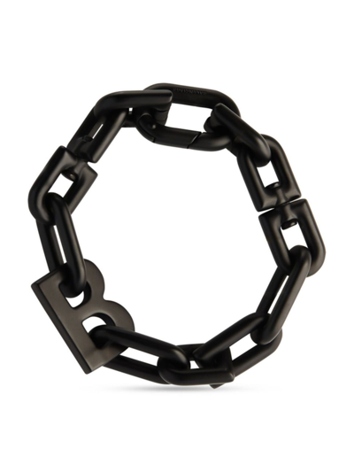 Shop Balenciaga Women's B Chain Thin Bracelet In Black