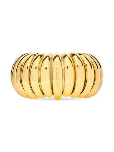 Shop Balenciaga Women's Rib Bracelet In Shiny Gold