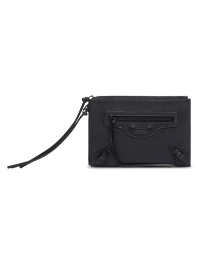 Shop Balenciaga Men's Neo Classic Small Pouch With Strap In Black