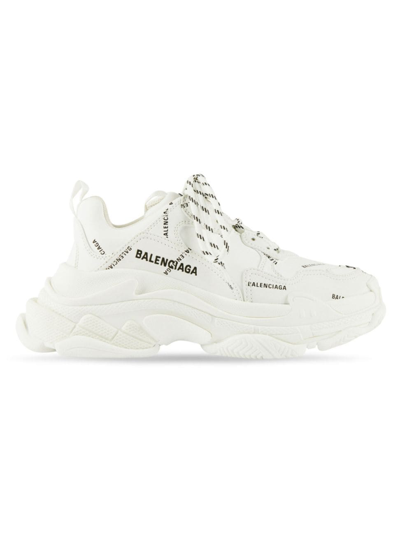 Shop Balenciaga Women's Triple S Sneakers Allover Logo In White Black