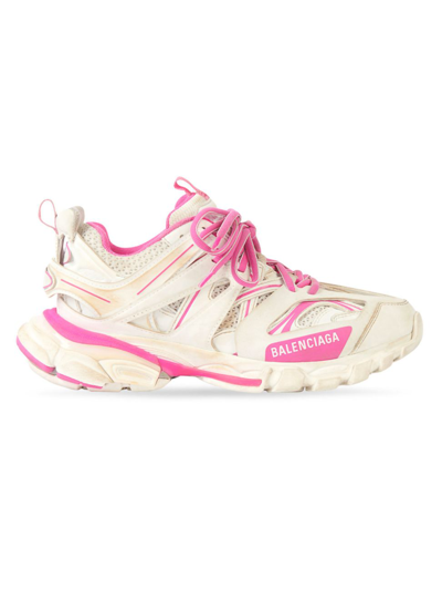 Shop Balenciaga Women's Track Sneaker Worn-out In White Pink