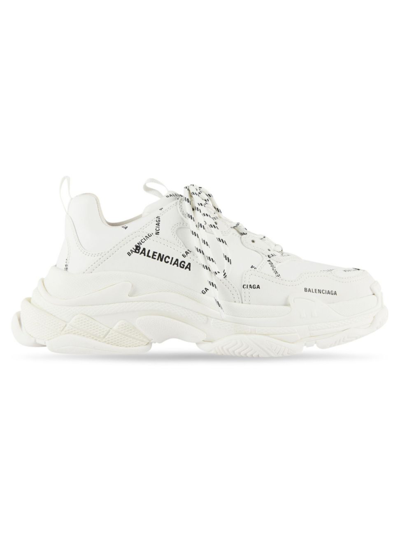 Shop Balenciaga Men's Triple S Sneaker Allover Logo In White Black