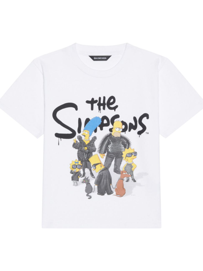 Shop Balenciaga Kid's The Simpsons Tm & 20th Television T-shirt In White