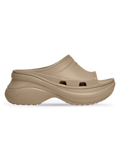 Shop Balenciaga Men's Pool Crocs Slide Sandal In Beige