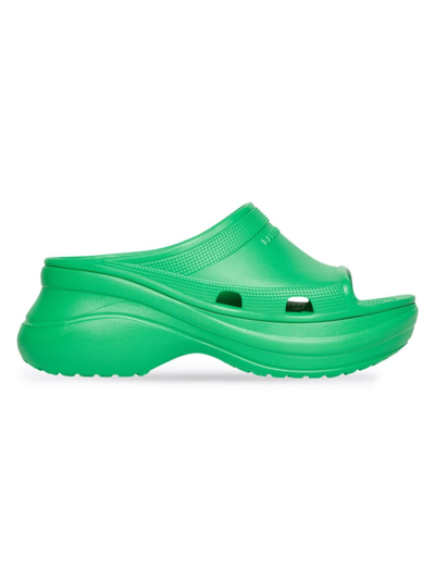 Shop Balenciaga Men's Pool Crocs Slide Sandal In Grass Green