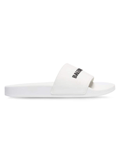 Shop Balenciaga Men's Pool Slide Sandal In White Black