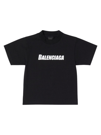Shop Balenciaga Little Kid's & Kid's Caps T-shirt In Black White