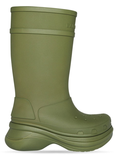 Shop Balenciaga Men's Crocs Boot In Army Green