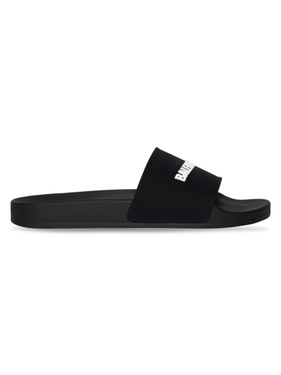 Shop Balenciaga Men's Pool Slide Sandal In Black White