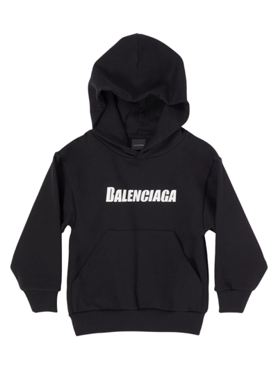 Shop Balenciaga Little Kid's & Kid's Caps Hoodie In Black White