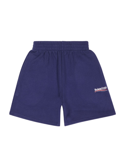 Shop Balenciaga Kid's Political Campaign Jogging Shorts In Pacific Blue White