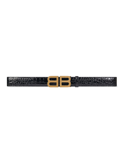 Shop Balenciaga Women's Bb Hourglass Medium Belt In Black