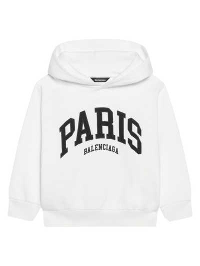 Shop Balenciaga Kids Cities Paris Hoodie In Off White Black
