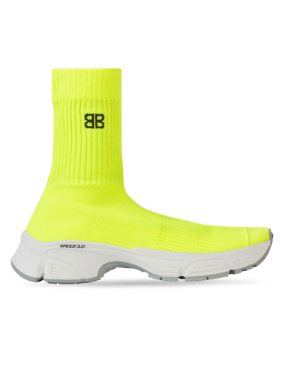 Shop Balenciaga Men's Speed 3.0 Recycled Knit Sneaker In Yellow White Grey