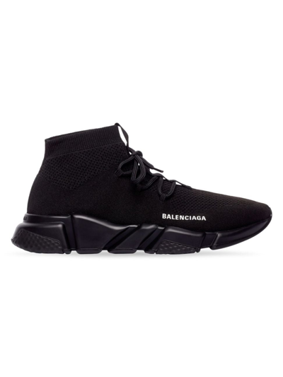 Balenciaga Speed Knit Lace-up Mid-top Trainers In Black | ModeSens