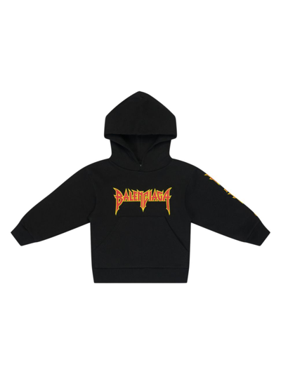 Shop Balenciaga Kid's Metal Hoodie In Washed Black