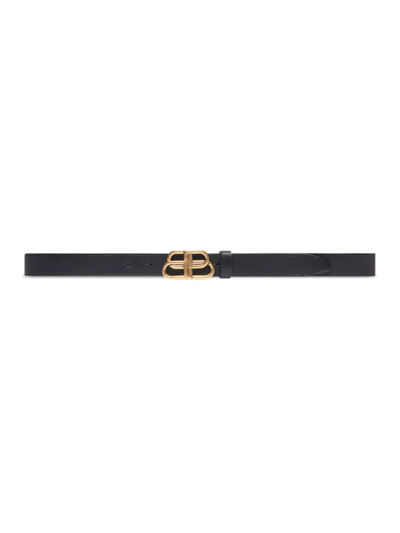 Shop Balenciaga Women's Bb Thin Belt In Black