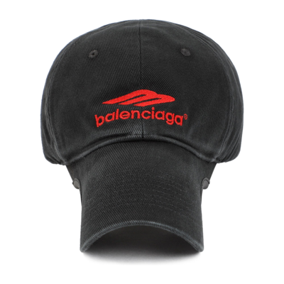 Shop Balenciaga Icon Cotton Baseball Cap Hat In Black