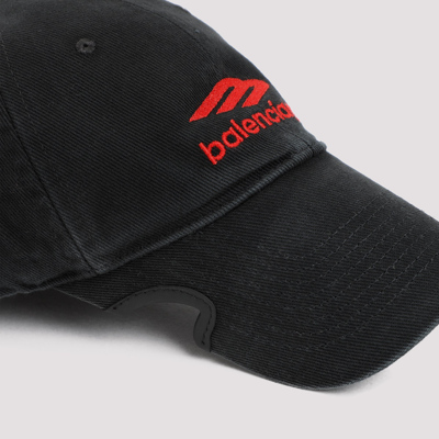 Shop Balenciaga Icon Cotton Baseball Cap Hat In Black