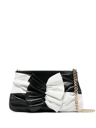 Shop Alberta Ferretti Maxi Bow Sheepskin Clutch Bag In Black