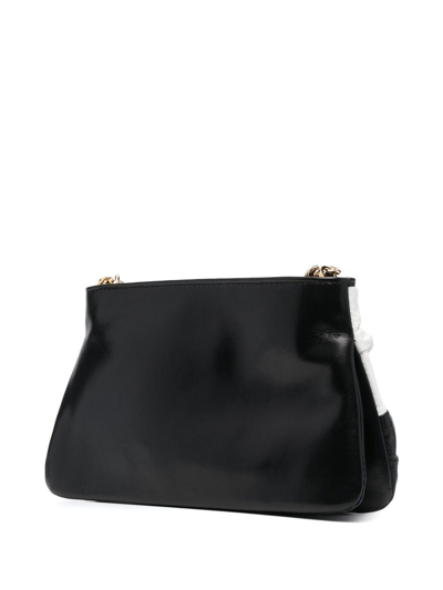 Shop Alberta Ferretti Maxi Bow Sheepskin Clutch Bag In Black