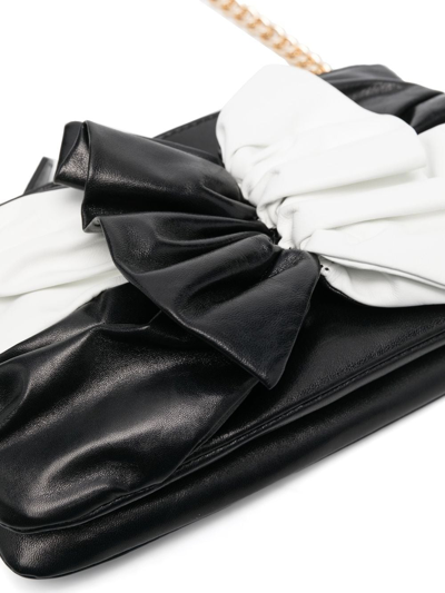 Shop Alberta Ferretti Maxi Bow Sheepskin Clutch Bag In Black