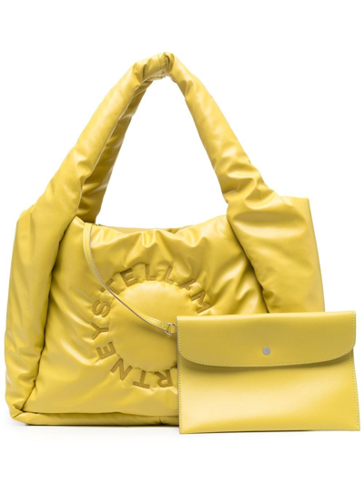 Shop Stella Mccartney Logo Padded Tote Bag In Yellow